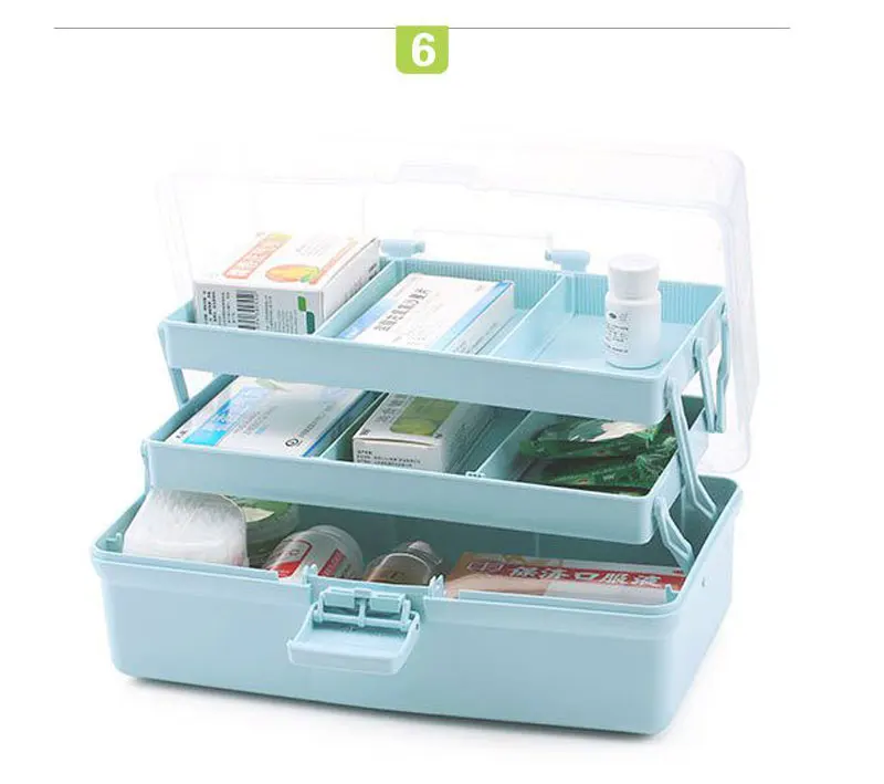 Домашняя медицинская коробка, портативный трехэтажный многоцелевой ящик для хранения первой помощи, большая емкость, медицинский набор, пластиковый органайзер для хранения