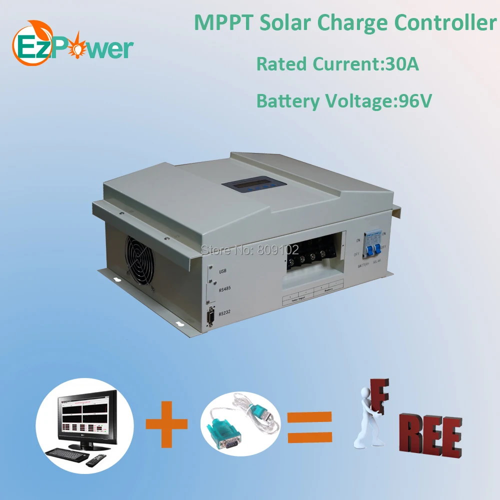 30A 96 В MPPT Контроллер заряда, 3kw Солнечный контроллер, ЖК-дисплей дисплей, RS связь