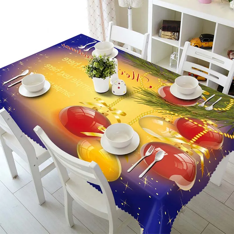

Merry Christmas Waterproof Table Cloth 3D Santa Claus Christmas Tree Printed Nappe Party Picnic Dining Tablecloth Home Decor