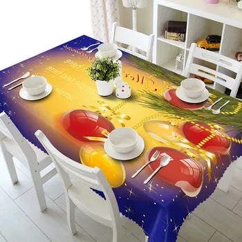 

Merry Christmas Waterproof Table Cloth 3D Santa Claus Christmas Tree Printed Nappe Party Picnic Dining Tablecloth Home Decor