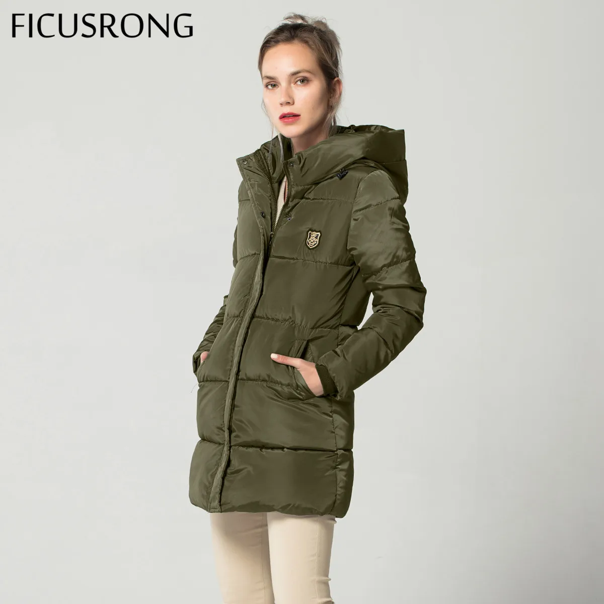 New Long Basic Jacket Female Women Winter Hooded Coat Thick Cotton Jacket Womens Outerwear Tops casaco feminino FICUSRONG 2018