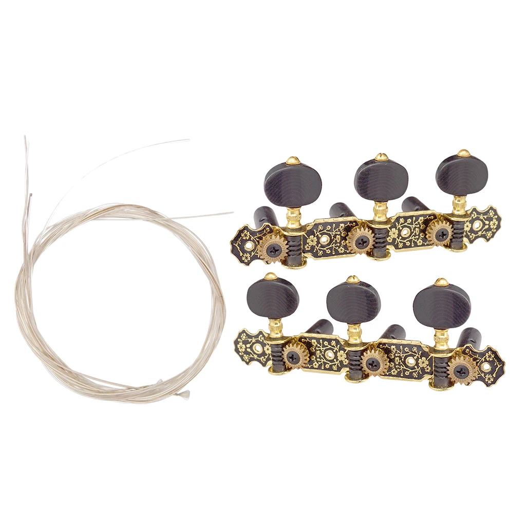2pcs Classical Guitar Tuners Machine Heads with Nylon Guitar Strings for Guitar Parts Accessories