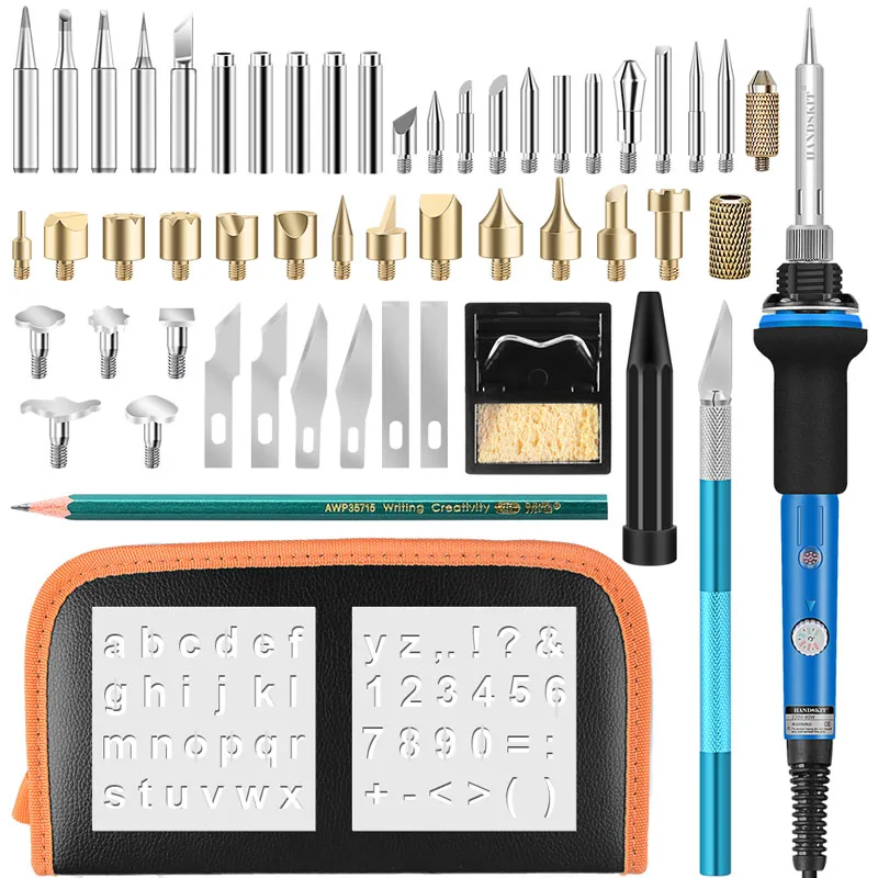 

Handskit 40 in 1 110V/220V 60W Electric Soldering Iron Wood Burning Chiseled Tips Soldering Pen Tool Kits