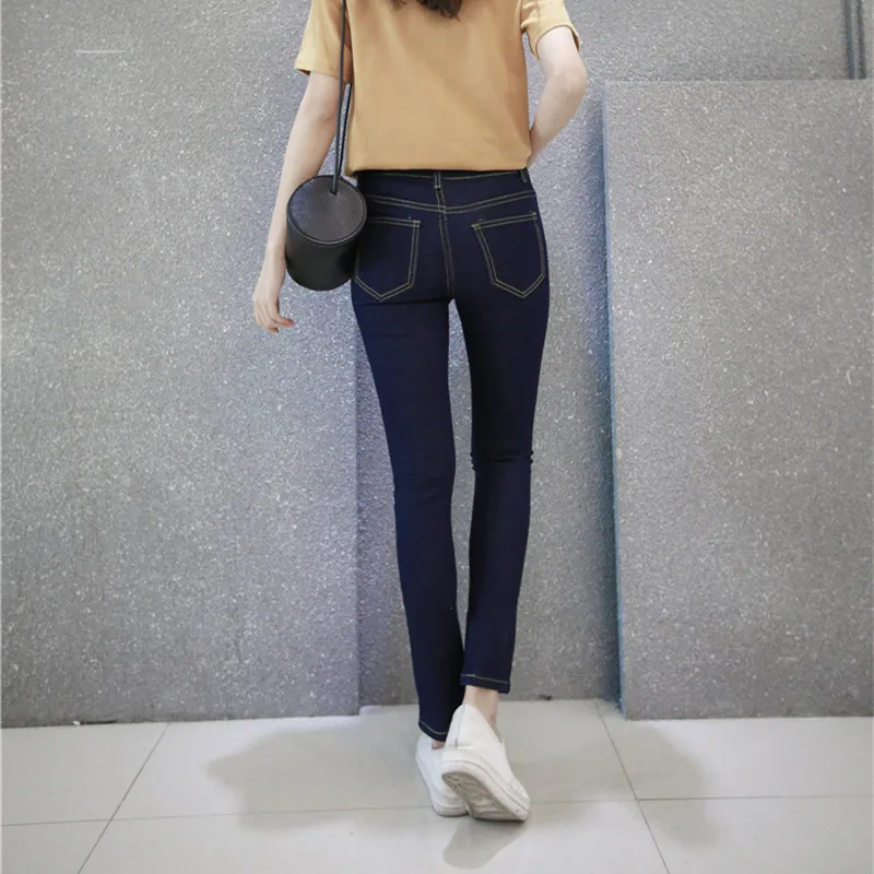 2019 весна Высокая талия узкие джинсы-стрейч для женщин карандаш брюки для девочек в Корейском стиле элегантные женские пикантные летние