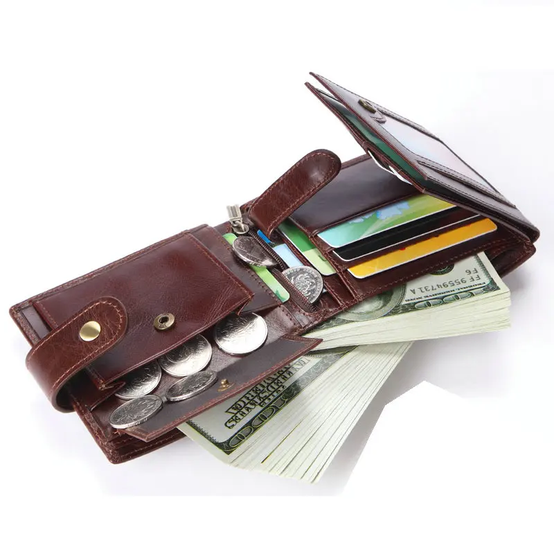 

Cowhide Men Short Wallet Brand Fashion Purse With Coin Pocket 100% Genuine Leather Credit Card Holder Money Bag For Male