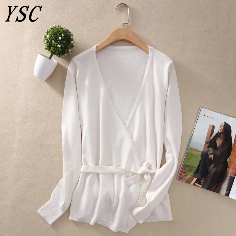

YUNSHUCLOSET 2018 spring Hot Sales Women Cashmere Wool Cardigan V-collar Solid color Short style Cardigans Free Shipping