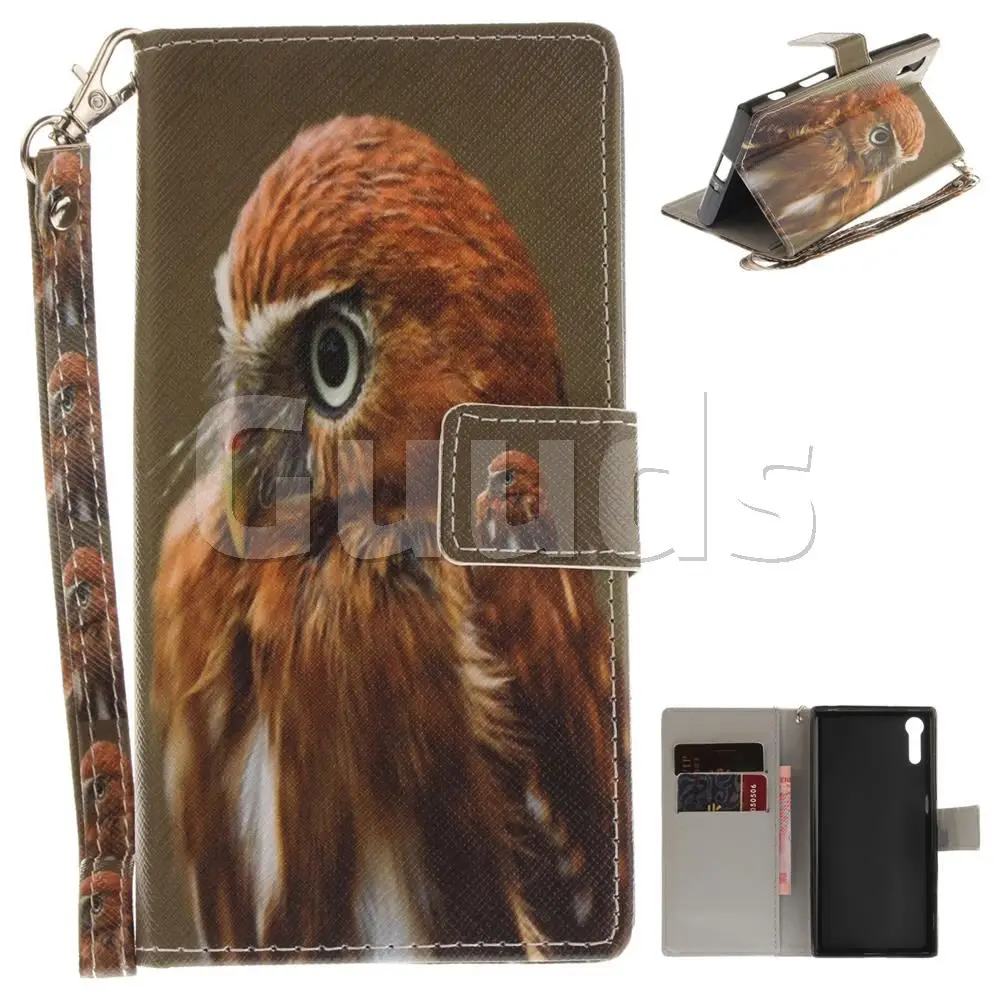 Young Eagle Hand Strap Leather Wallet Case for Sony Xperia XZ