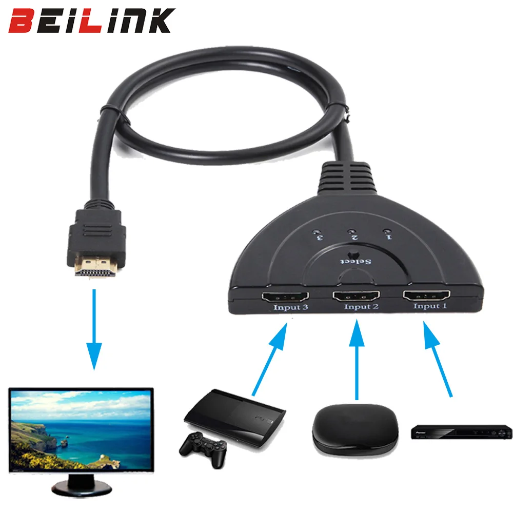 3 порта HDMI переключатель адаптер Высокое качество 1080P сплиттер мини
