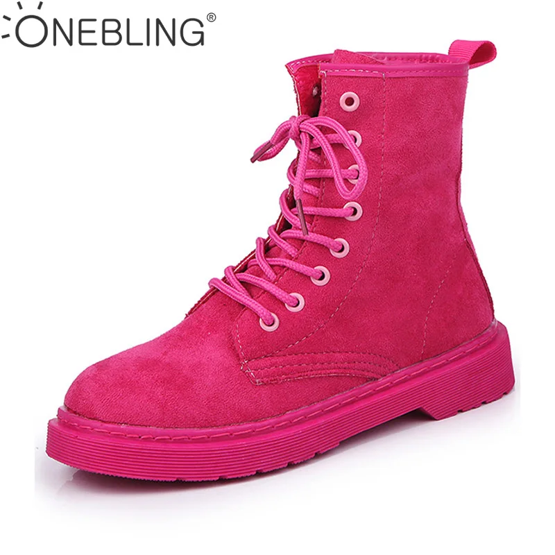 

ONE BLING New Autumn Women Boots Fashion Casual Platform Ankle Boots Lace Up Tide Female Faux Suede Outdoor Winter Shoes