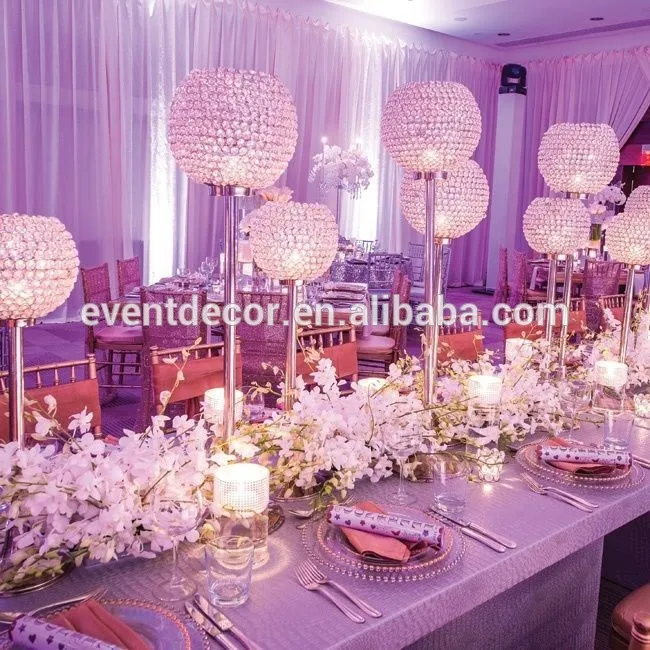 

Silver H78cm Spherical Crystal Wedding Centerpiece Candle Holder Candle Stand Candelbaras for Wedding Decoration Party 8pcs/lot
