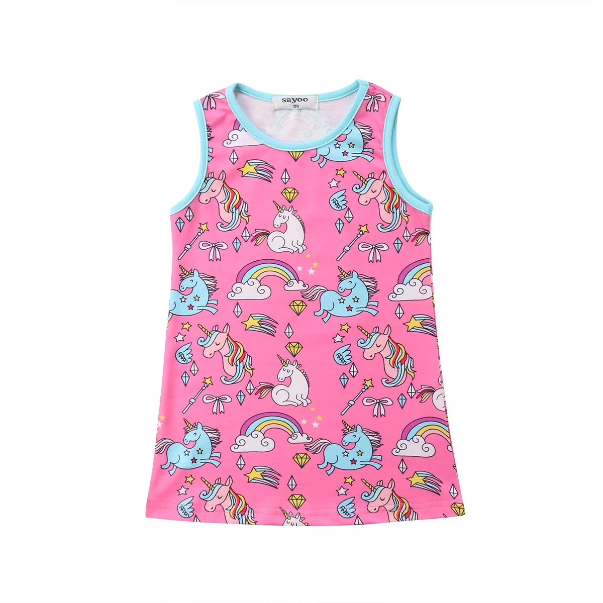 Toddler Kids Baby Girls Cartoon Horse Print Dress Princess Sleeveless