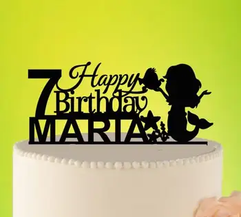 

Personalised name Little Mermaid girl birthday Acrylic cake toppers wedding baptism baby shower Baptism party decorations