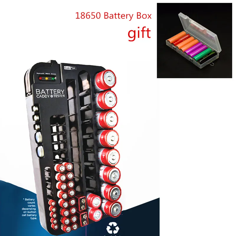 72pcs AA AAA 9V AG CR C D Type 9V Battery Storage Box with free 18650