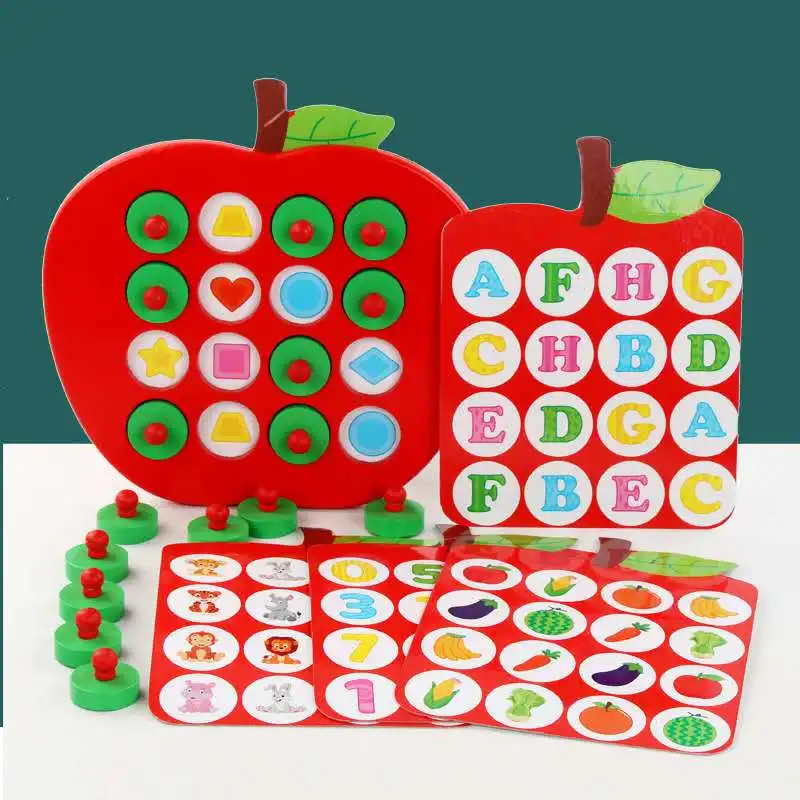 

Baby Kids Toys Montessori Apple Memory Matching Chess Games Wooden Children Early Learning Educational Toys Puzzles For Children