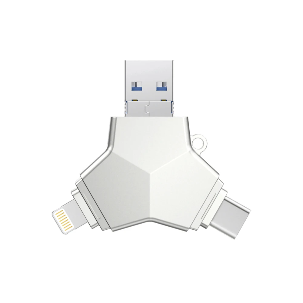 UTHAI T82 USB3.0 металлический флеш-накопитель 4в1 для iPhone, флеш-накопитель type-c/Lightning/MicroUSB/USB3.0, металлический u-диск 64 ГБ 32 ГБ 128 ГБ