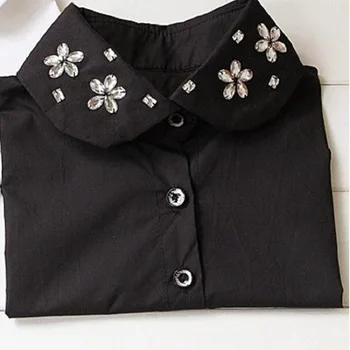 fake collar detachable plaid shirt coton denim lace white ladies decorative collars for women shirts sweater choker blouse