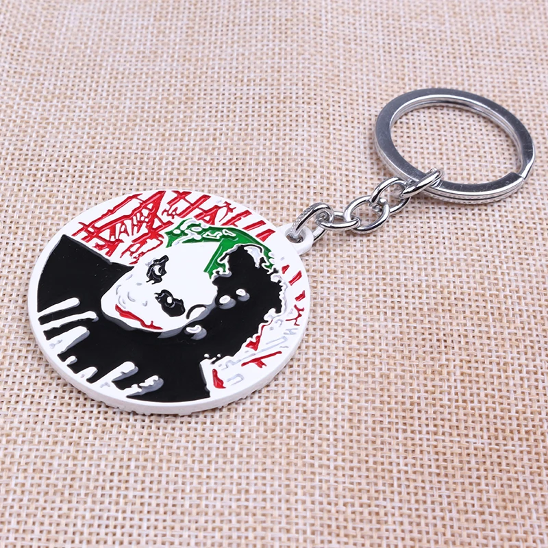 Movie Series Batman Riddler Joker Keychain Heath Ledger Double Sided Keyring x