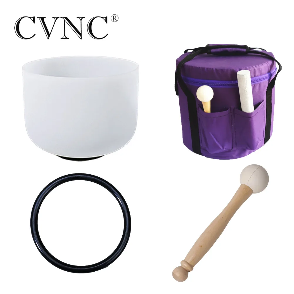 

CVNC 432Hz 8" Note C Root Chakra Frosted Quartz Crystal Singing Bowl with Bag