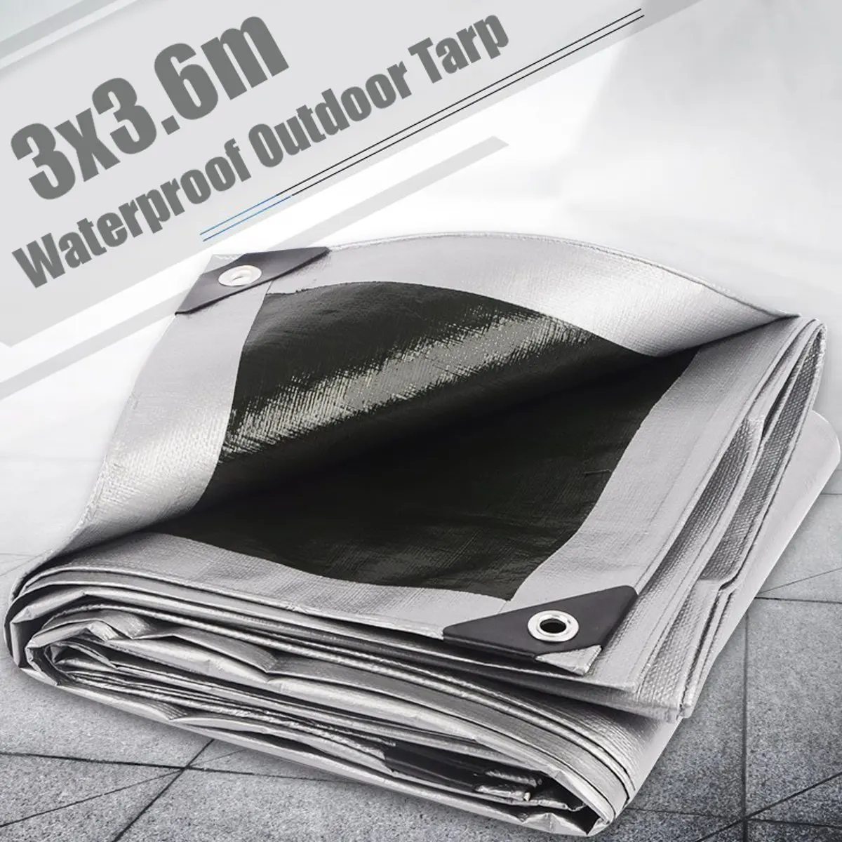 

PE Waterproof Camping Tarp Sunshade Cloth 3x3.6m Sun Shelter Ground Sheet Outdoor Garden Canopy Cover with Eyelets Thicken