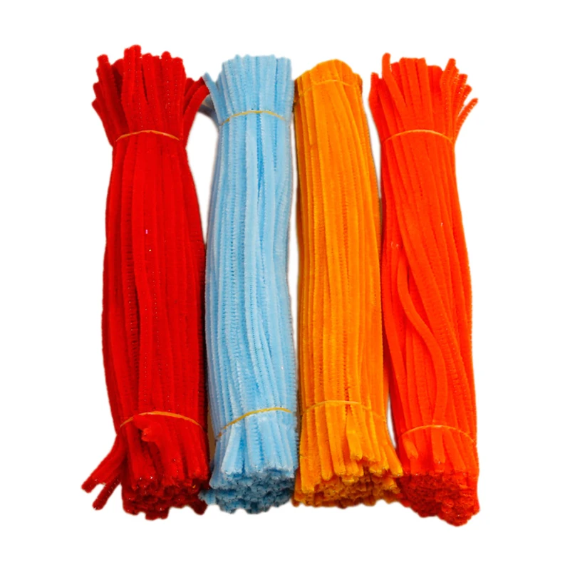 100Pcs 30cm Flexible Plush Iron Wire Sticks DIY Twist Rods for