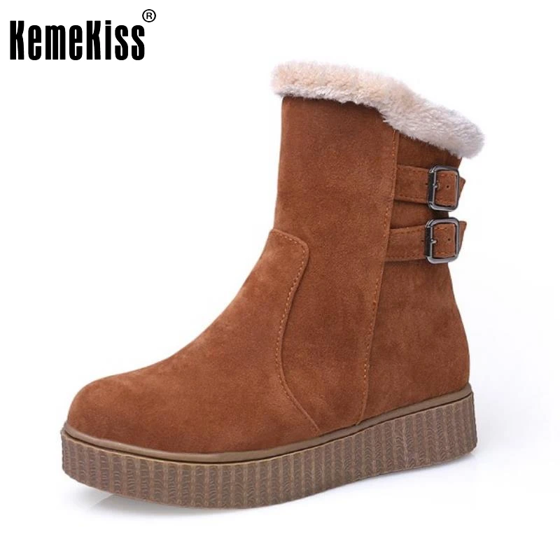 

Women Round Toe Flat Ankle Boots Woman New Fashion Buckle Style Shoes Ladies Warm Fur Winter Bootines Mujer Size 33-43