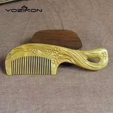 Yoziron Лидер продаж зеленый сандалового дерева деревянный гребень с ручкой Кисточки для макияжа деревянный гребень выпрямитель для волос Парикмахерские подарки N020