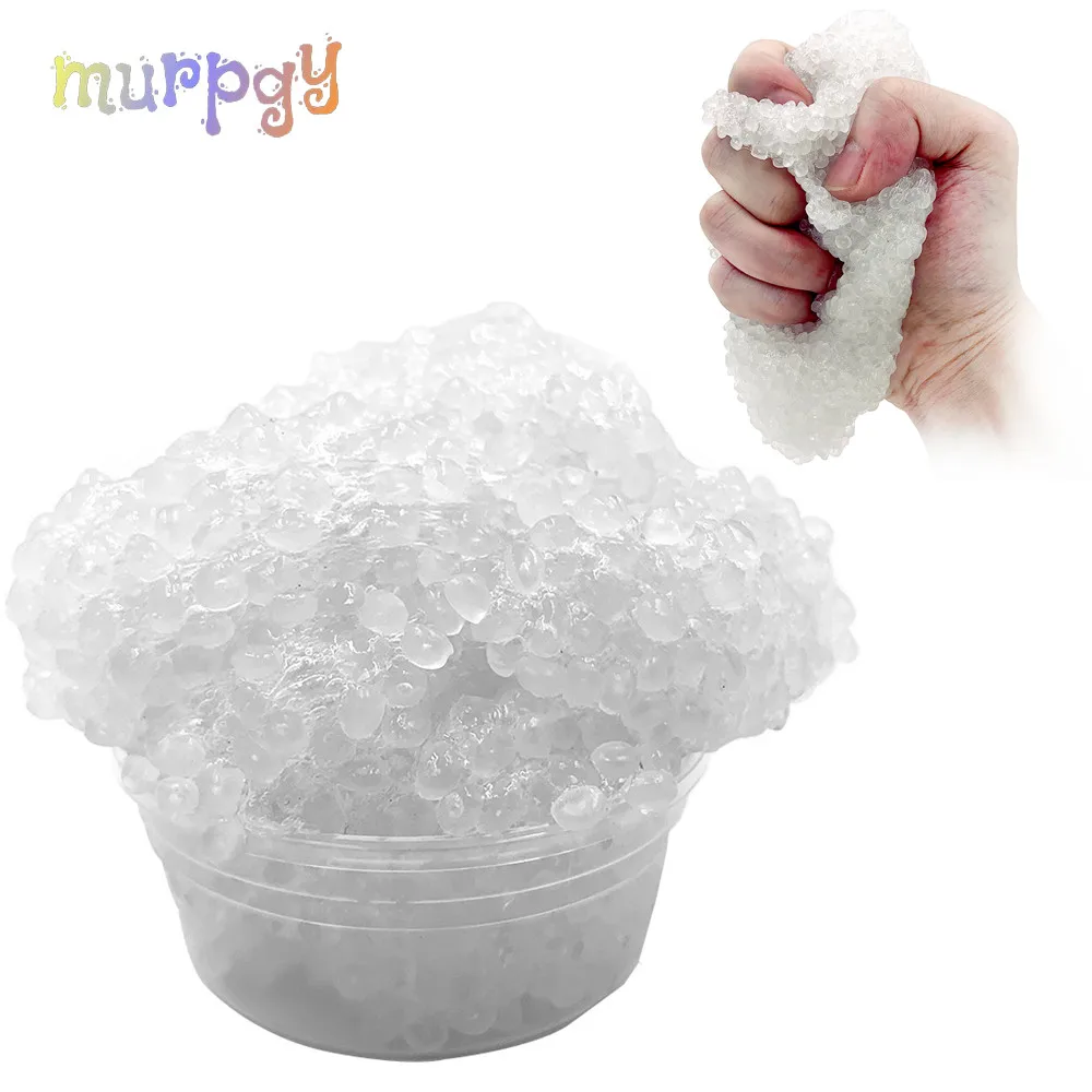 

50g Crystal Slime Rice Mud Glue Foam Clear Bead Cloud Fluffy Slime AntiStress Toy Light plasticine Modeling Clay Putty for Kids