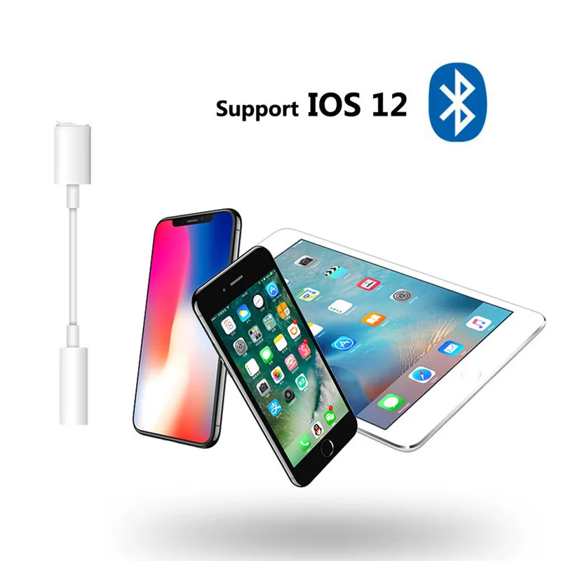 Bluetooth-адаптер для вызова IOS 12.3.1 для lightning-3,5 мм Aux Jack, наушники для iPhone 7 8 Plus XS Max X, аудио кабель-адаптер