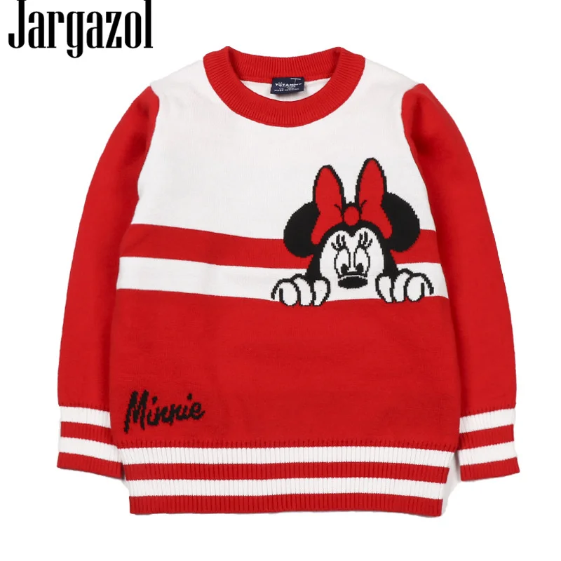 

Jargazol Girls Knit Sweater 2019 Autumn Cartoon Minnie Mouse Embroidery Cute Winter Baby Girl Sweaters Toddler Kids Outifits