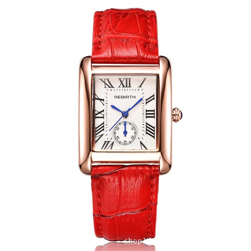 

Women Watch Waterproof Quartz Lady Watches Women Luxury Red White Antique Rectangle Casual Leather Dress Wristwatch Relogio