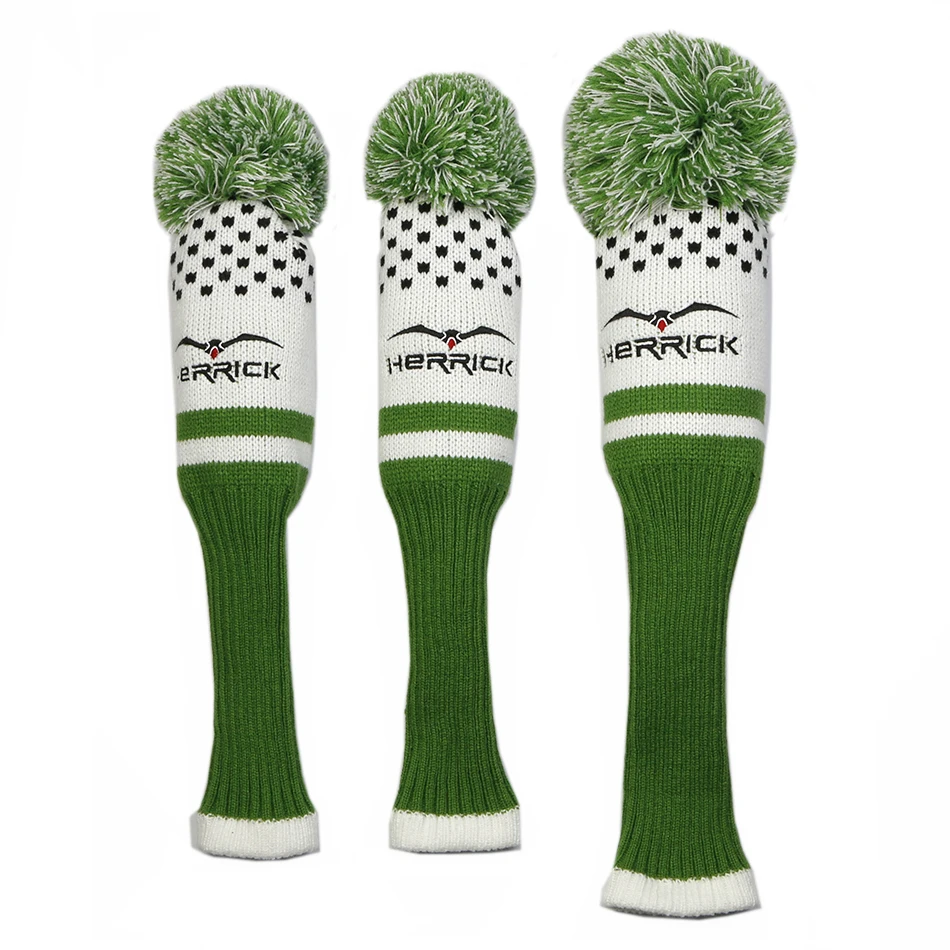 Knitted Golf Club Headcover sets 1 3 5 wood head protection red green blue gray color driver fairway golf head cover 