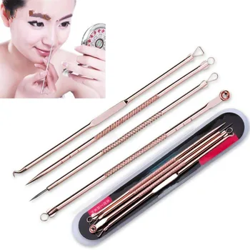 

New 4Pcs Pimple Blemish Blackhead Acne Extractor Remover Tool Needles Beautiful Women