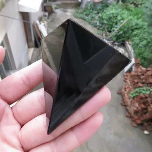 Новое поступление! 85 ~ 110 г натуральный черный обсидиановый кристалл Tetrahedron