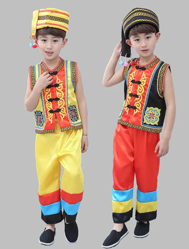 Китайский народный танец костюм для мальчика Miao одежда Hmong одежда Детский костюм для мальчика