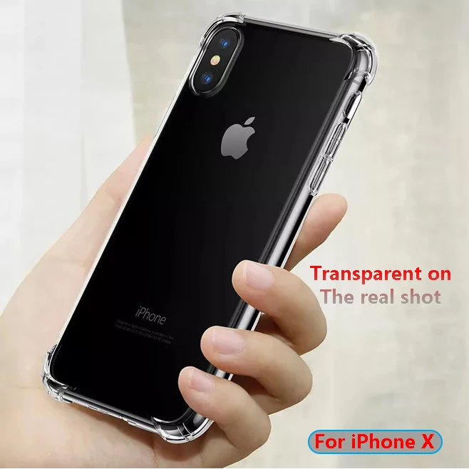 

Luxury Anti-knock Transparent Case For iPhone X XS XR XSMAX For iPhoneXS Silicone TPUCase Shockproof Four Corner Protection Case
