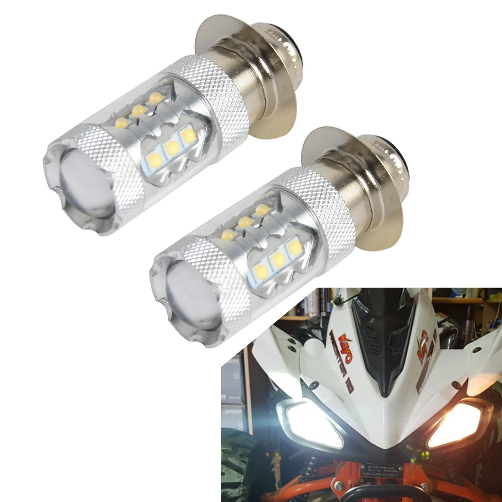2 шт. белые светодиодные лампы 80 Вт для фар Yamaha ATVS YFM350 400 450 660 700 Raptor Blaster 200 Banshee 350 ATV