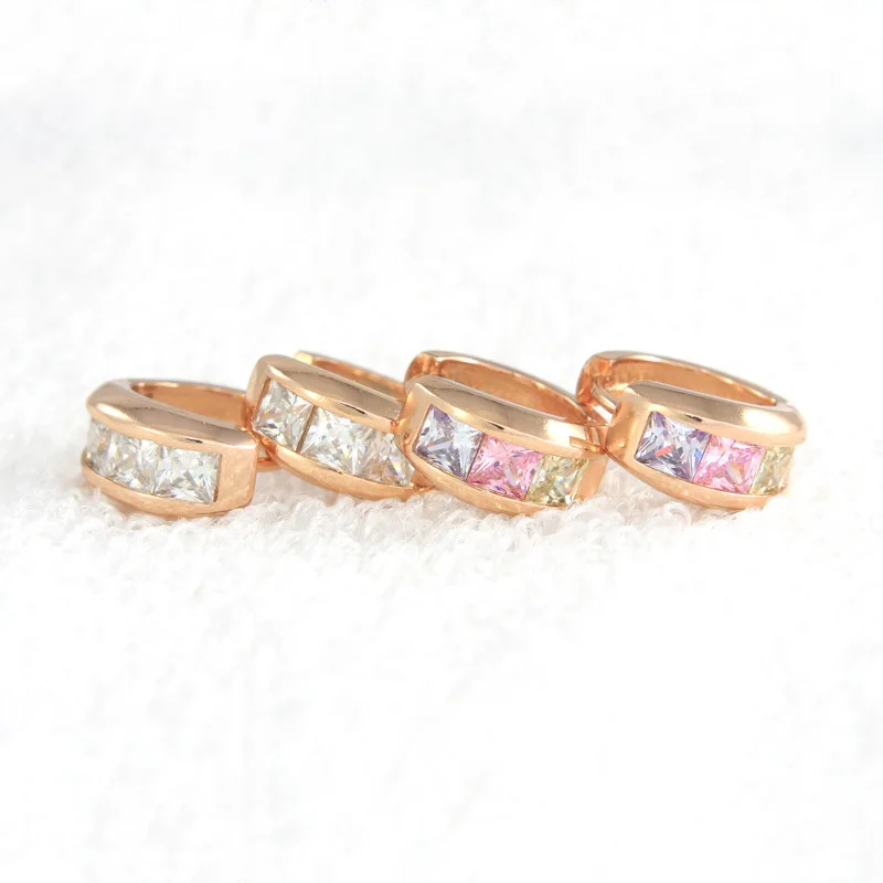 Серьги кольца женские маленькие золотистые с фианитами E1934|hoop earrings for women|fashion hoop
