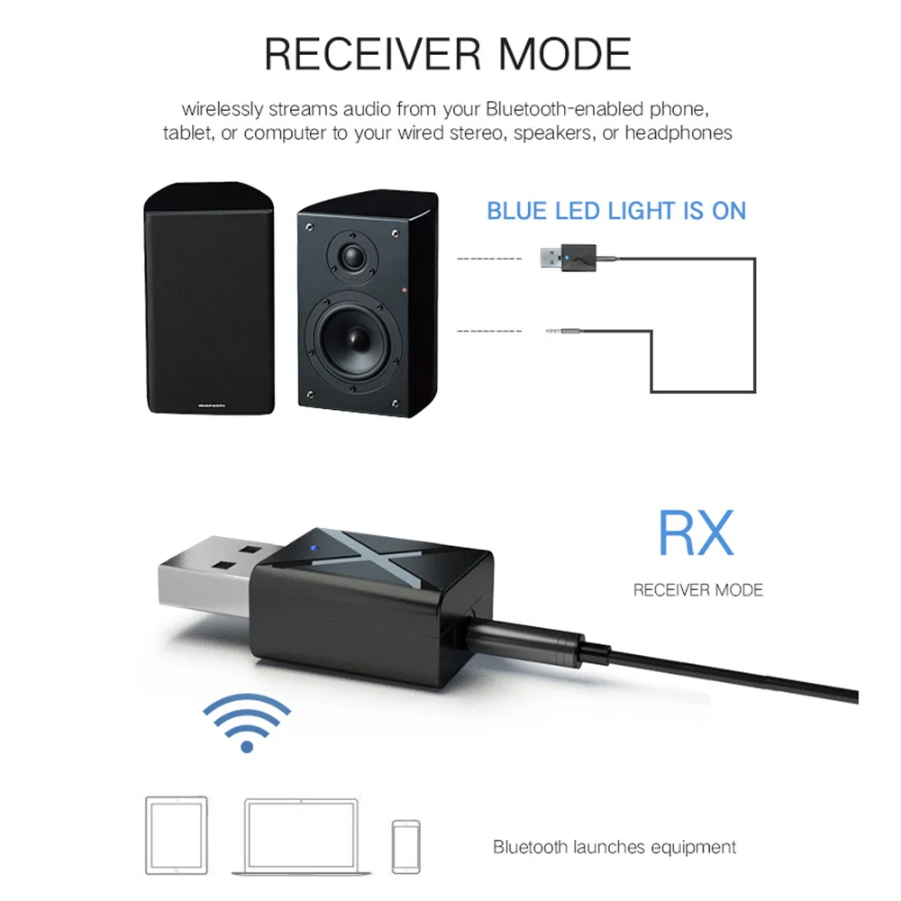 Беспроводной Bluetooth 5 0 аудио приемник передатчик Mini USB 3 мм 2 в 1 адаптер для ТВ