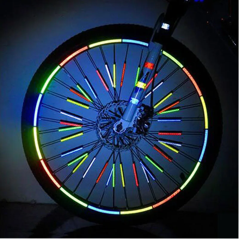 Bike 12 PCS / Bag Bicycle Wheel Spokes Reflective Sticker Tube tape Warning DIY Cycling