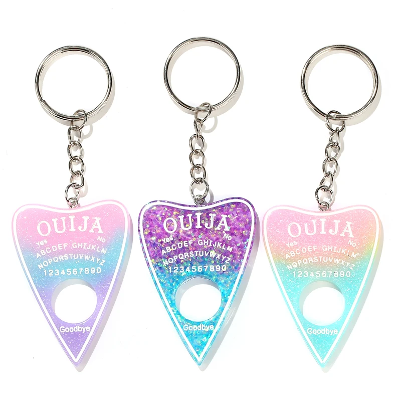 

1PC Gradient color Ouija planchette resin charm keychain Ouija keyring Ouija board keyring handbag charms for woman