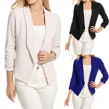 Women Blazers and Jackets 3/4 Sleeve Blazer Open Front Short Cardigan Suit Jacket Work Office Coat Outwear blouson W510