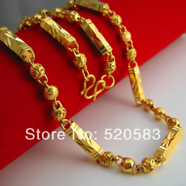 Шестигранное мужское ожерелье из 18 каратного золота с бусинами|18k gold|gold 18knecklace of