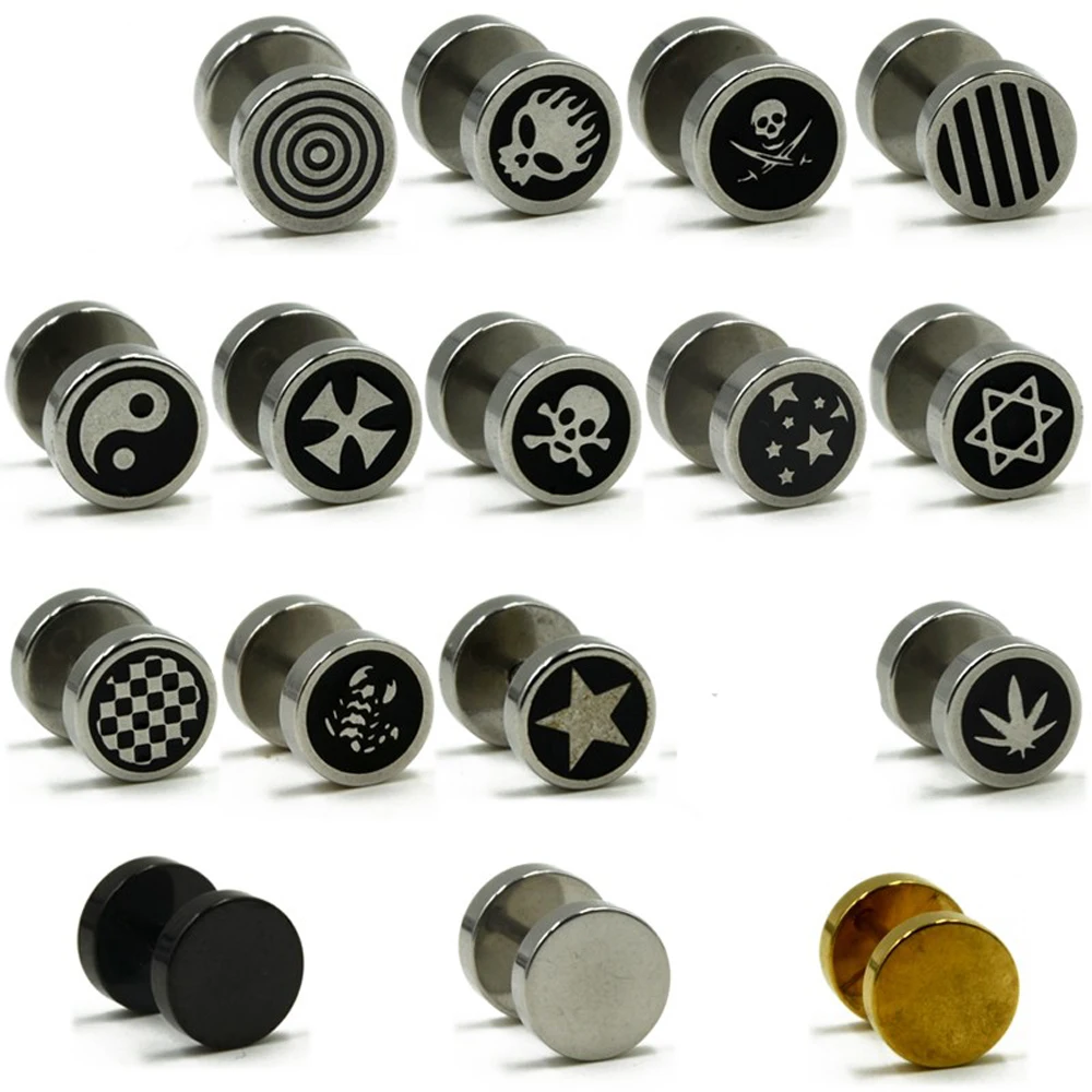 Lot 4 Pairs Surgical Steel Cheater Faux Fake Ear Plugs Gauges Ear