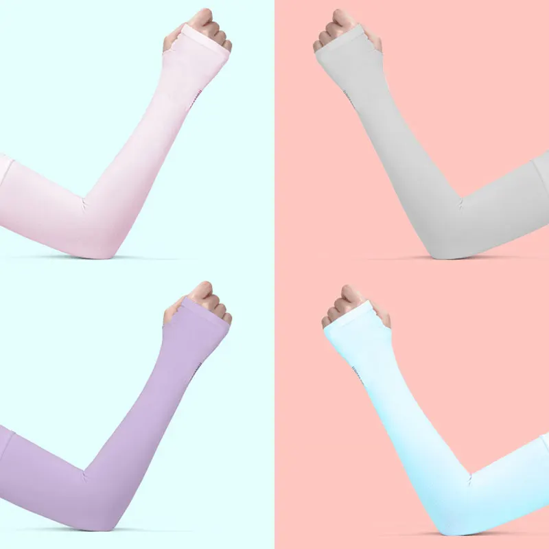 

2pcs Cycling Gloves Long UV Sun Protection Hand Arm Protector Ice Sleeve Silk Outdoor Running Camping Half Finger Sleeves Gloves