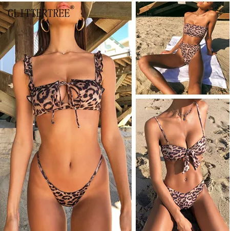 

Sexy Leopard Bikinis 2019 Summer Brazilian Bikini Set Push Up Thong Biquini Swimwear Women Swimsuit Female Bathing Suit Women