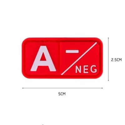 Красные сувениры ПВХ A+ B+ AB+ O+ Положительный A-B-AB-O-отрицательный кровяный Тип Группа патч военный тактический боевой резиновые значки - Цвет: A2