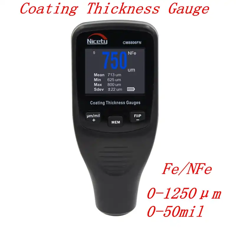 Minúcia Portátil Digital Medidor de Espessura Pintura Do Carro Do Carro de Metal Pintura Automotiva Película do Verniz de Revestimento Medidor 2in1 NFe Fe Caixa de Varejo