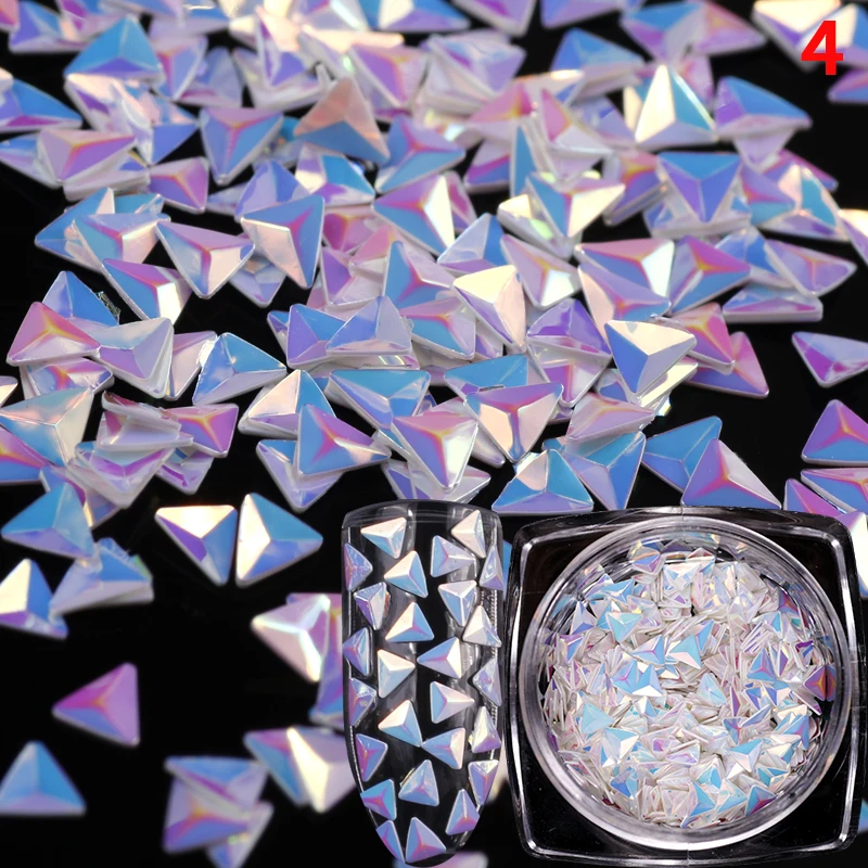 6 jars/set Chameleon Nail Sequins Unicorn AB Color Triangle Iridescent 3D Nails Art Decoration Manicure Tools For UV Gel Polish