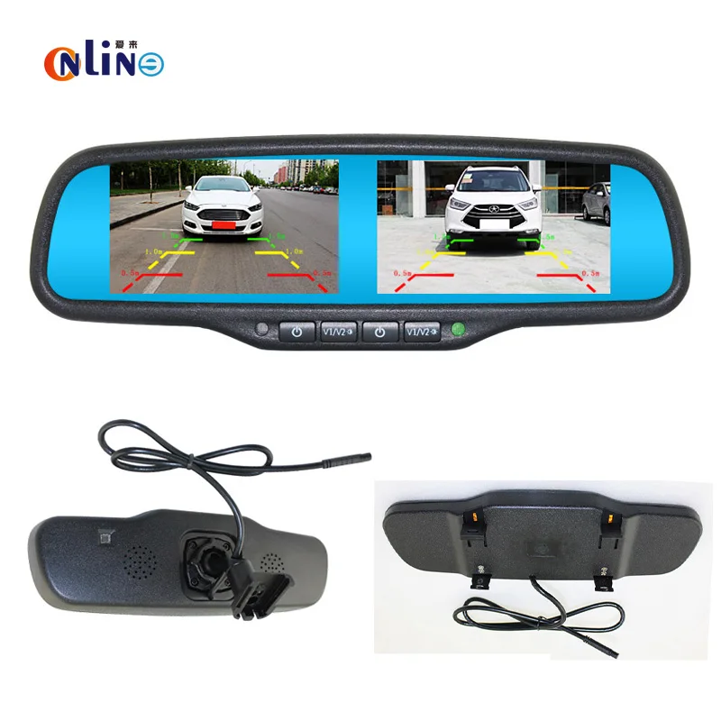 

Online 4.3" Double screen TFT LCD 800*480 Car Rear View Bracket Mirror Monitor Parking Assistance Suitable for all car models