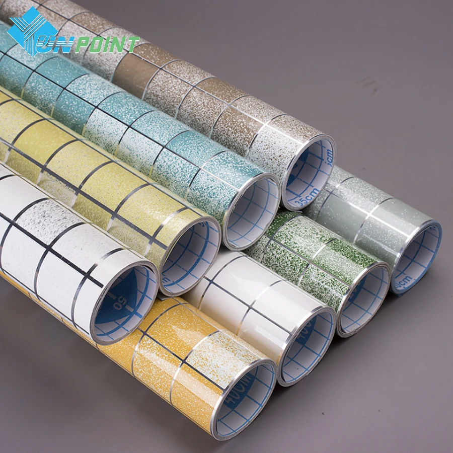 Self Adhesive Kitchen Oil Proof Film Stove High Temperature Vinyl Wallpaper Bathroom Toilet Tile